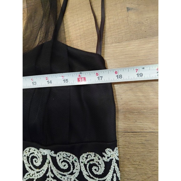 Y2k Taboo Mini Babydoll Halter Mesh Dress Lined Peekaboo Embroidery XL - Picture 6 of 8